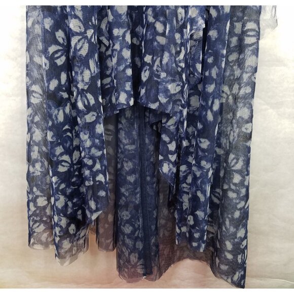 BCBG Max Azria Maxi Dress Women 6 Kaleidoscope Navy Floral Chiffon Tiered Hi-Low - Picture 6 of 16